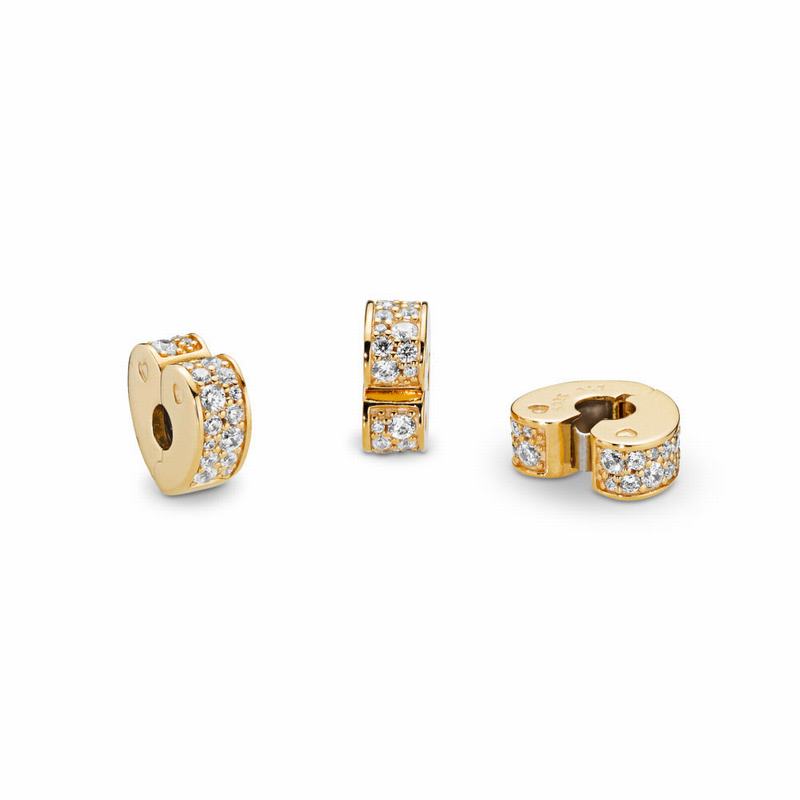 Pandora Shine™ Sparkling Arcs Of Love Clip Charm - 18ct Gold Plated/Silicone/Cubic Zirconia - Canada